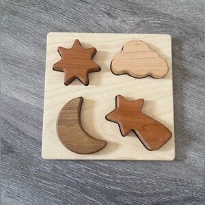 Bannor Toys Stars and Moon Natural wood puzzle